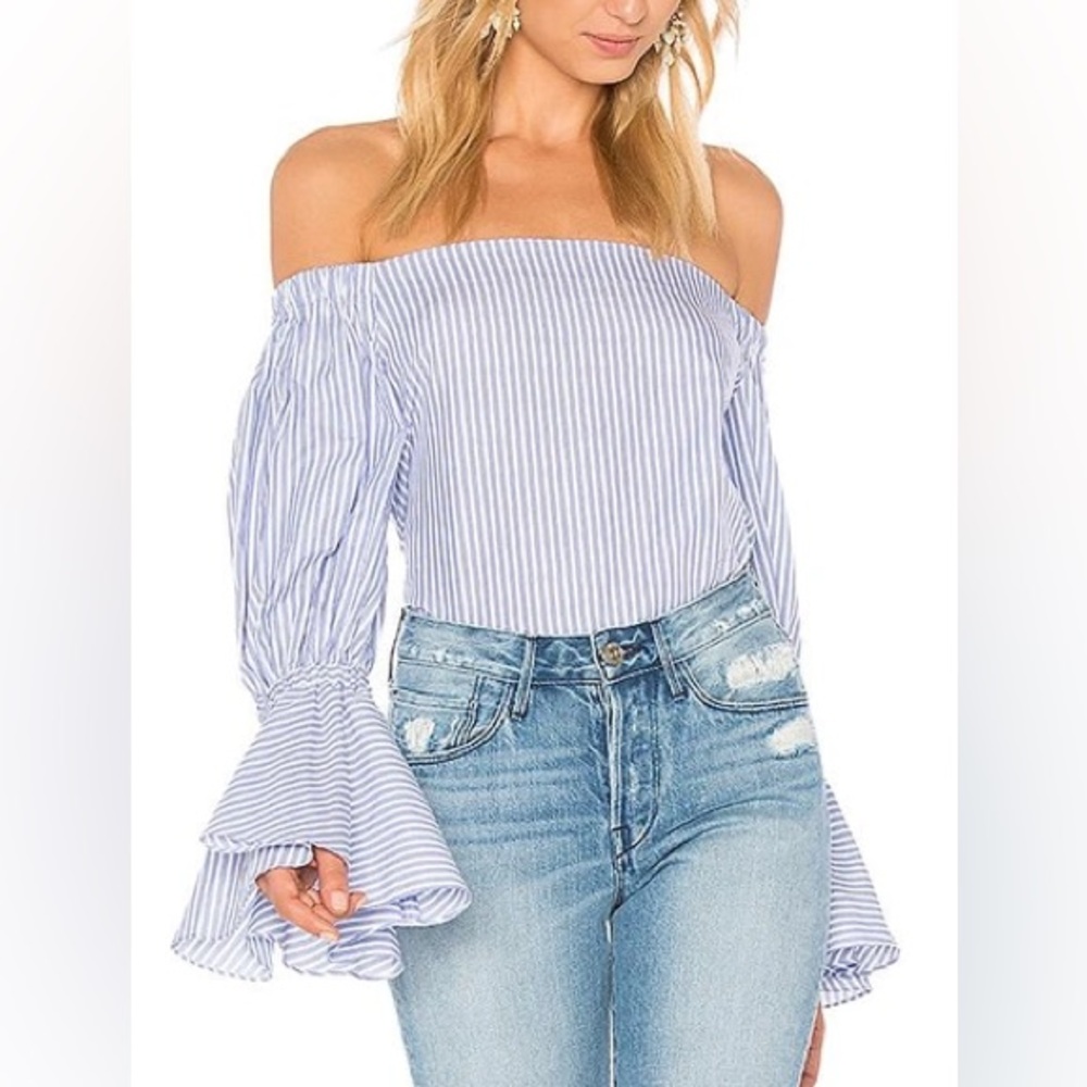 ALEXIS Juniper Striped Off-the-Shoulder Top, Blue/White
